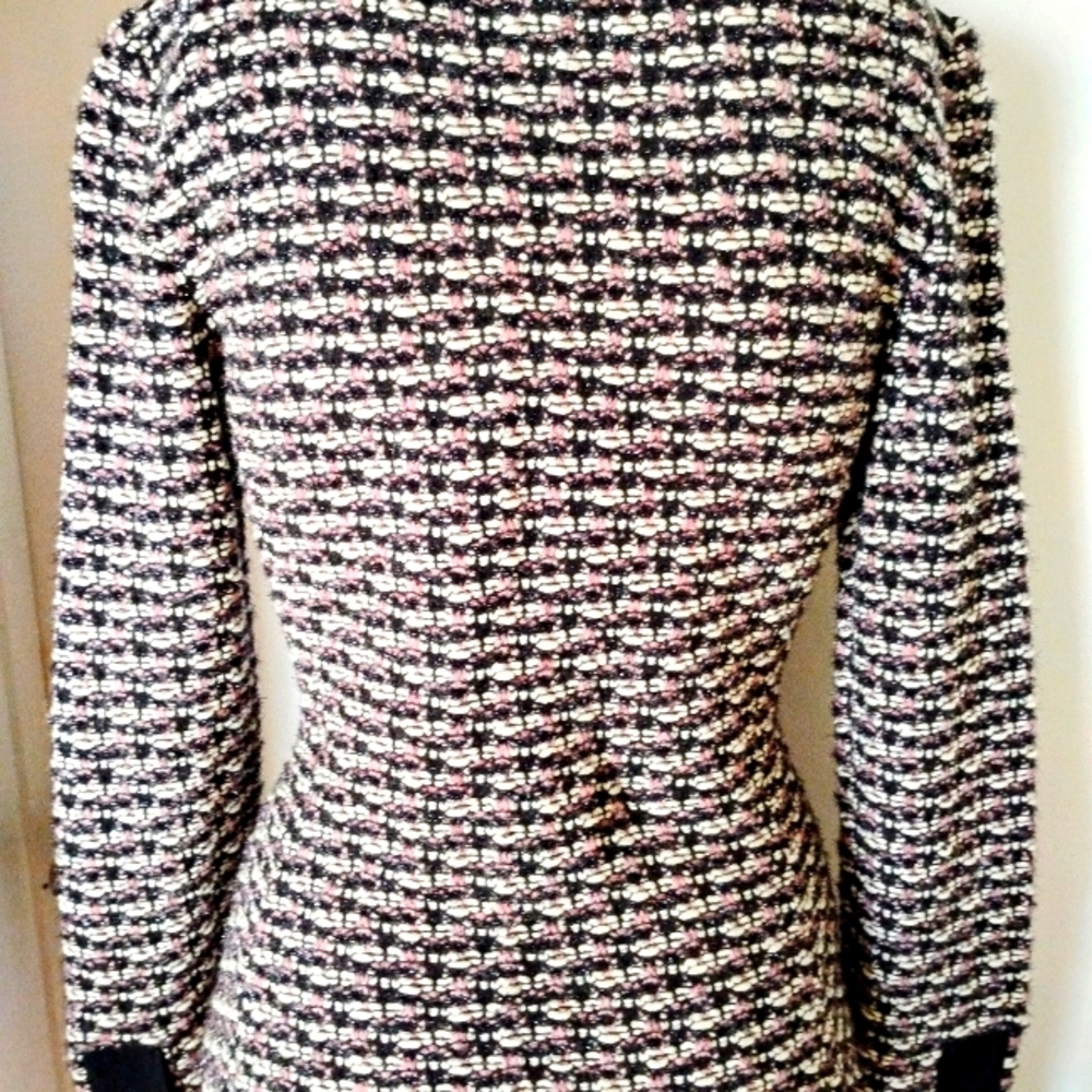 ST JOHN 2-6 BLACK PURPLE TWEED BOUCLE BLACK EYELASH METALLIC KNIT CRYSTAL JACKET - Picture 3 of 16